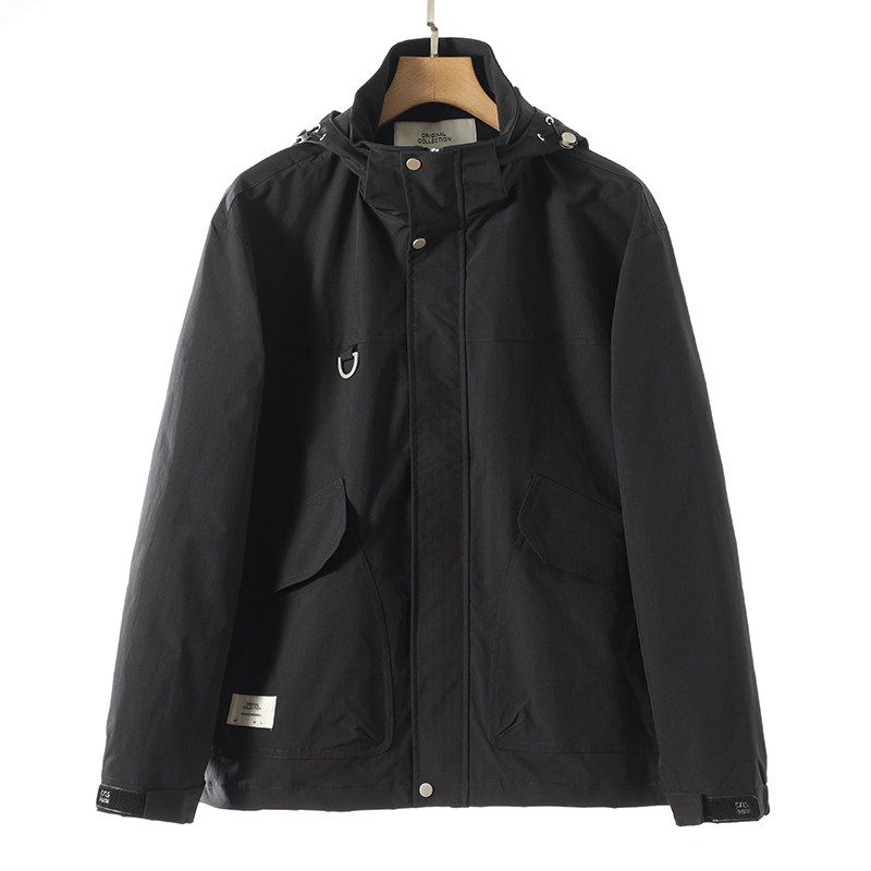 Trendy Retro Spring and Autumn Windproof Waterproof Export Parka Black XL black TAOMall