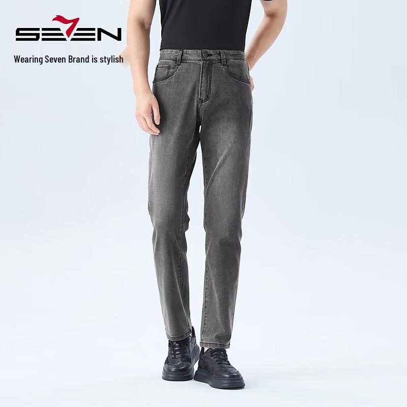Мужские джинсы Qipai из стираного денима с лайкрой 34 gray Seven