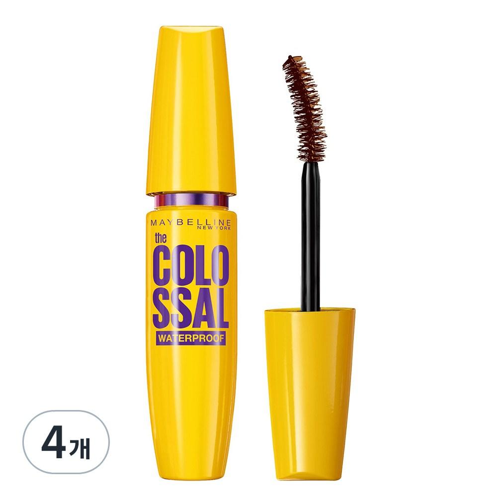 Водостойкая тушь для ресниц Maybelline New York Colossal 9,2 мл, натуральный коричневый цвет, 4 шт. yellow