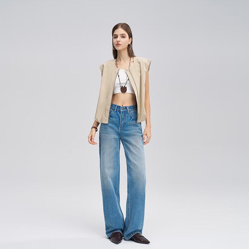 Женские джинсы из хлопка с высокой посадкой и широкими штанинами 26 beige JDST online
