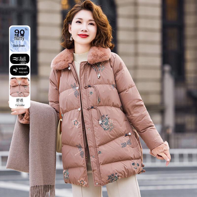 JIANHU Женский пуховик средней длины на зиму 2XL хаки JDST online