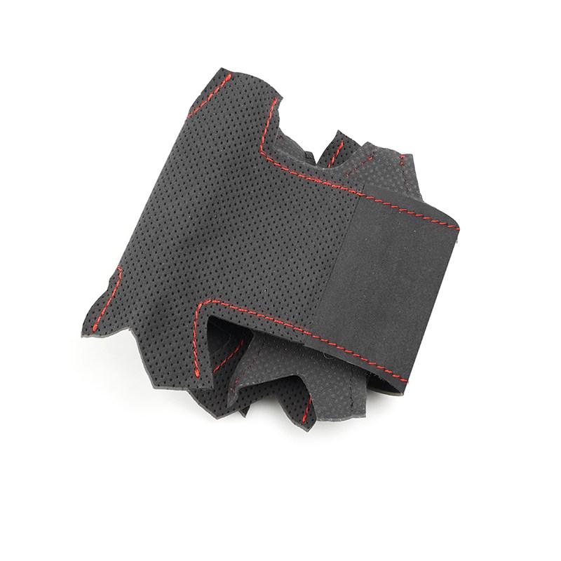 Car Inner Accessories Steering Wheel Cover Suede Leather Trim For Dodge Challenger Charger 2015- Durango 2018 red line gray Srin Xi