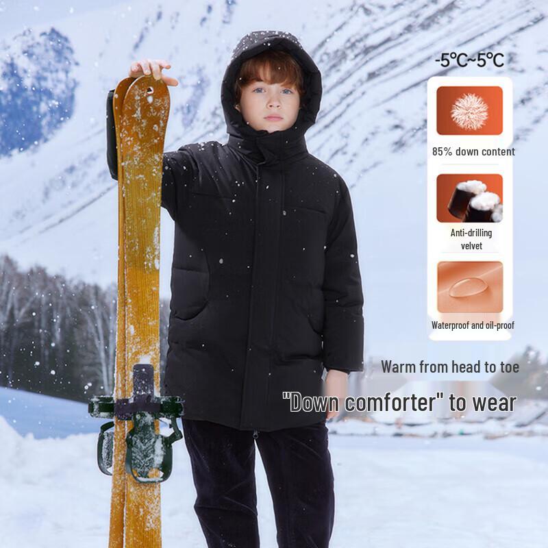 Зимняя пуховая куртка с капюшоном для детей YEEHOO 160CM (119g fill) black