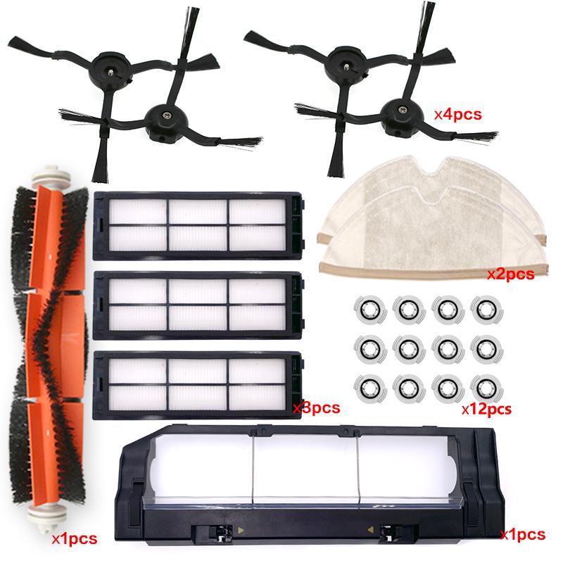 Совместимо для Xiaomi Roborock S5 S6 S60 S50 S55 T6 T4 T61 Mijia S1 Xiaowa E25 E35 Пылесос Основная Боковая Щетка Фильтр Швабра black Harmonious Living Home