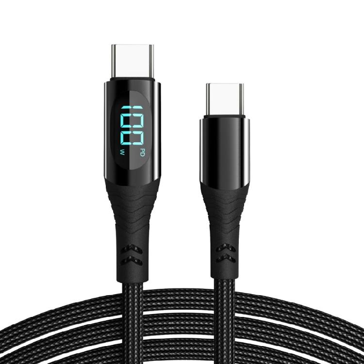 Зарядный кабель USB C мощностью 100 Вт с цифровым индикатором, решение для быстрой зарядки телефонов 15, планшетов, ноутбуков. Широко используемый провод black Manganese