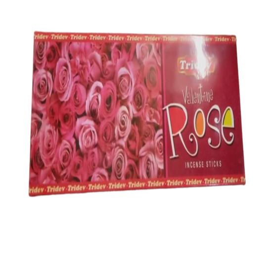 Tridev Agarbatti Valentine Rose Натуральные ароматические палочки масала | Серебряная серия | Аромат | Преданный | 6 шт * 80 г для пуджи/поклонения pink TANIRIKA FRAGRANCE