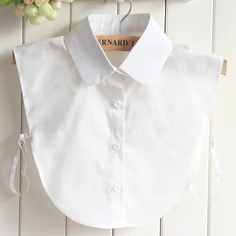 Perfect Match Fashion Women Detachable Collar Shirt Decorative Fake Collar Solid Crochet Blouse Tie Lapel Female False Collar Accessories white