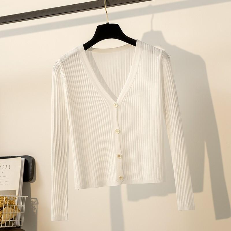 Летний тонкий солнцезащитный кардиган Ice Silk Knitted Cardigan, короткая шаль, куртка-рубашка с кондиционером One size белый My wardrobe -Certification