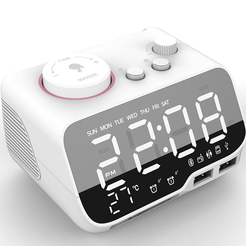 Светодиодный будильник Bluetooth-совместимый динамик Полный диапазон FM-радио Цифровые часы с температурой USB зарядное устройство для спальни gray YTO sofa cover