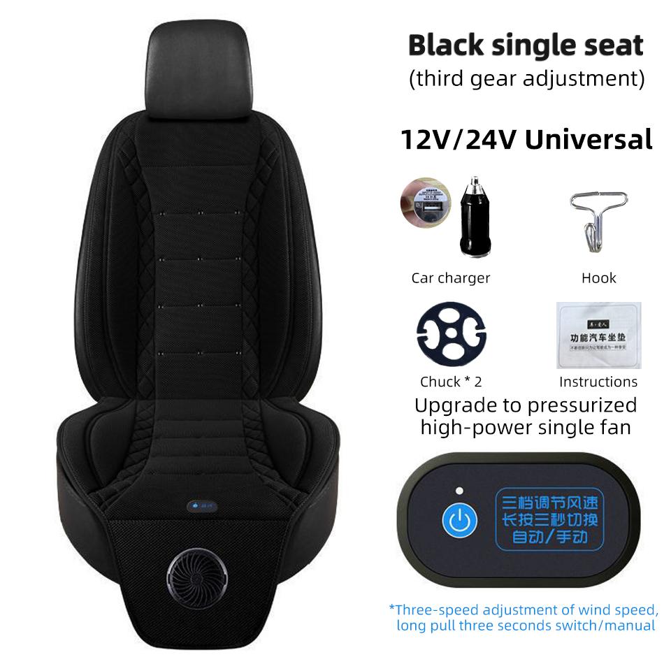 USB Summer Cooling Car Seat Cushion With Fan Front Seat Cooled Seat Cover Black Ventilated Breathable Seat Cover 3-Speed Setting Black With 1 Fan black MyronIrisa03