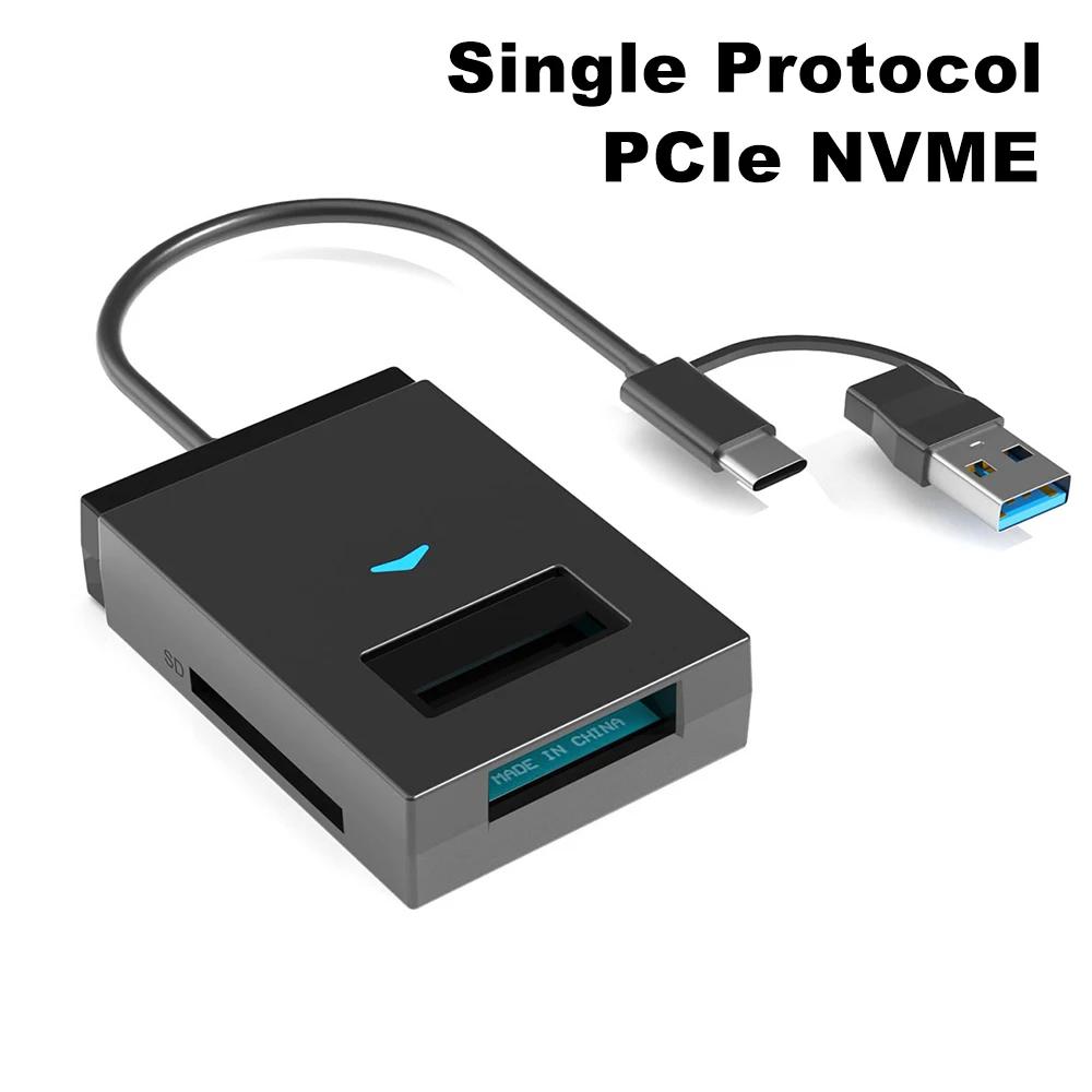 Адаптер-конвертер USB 3.1 в M.2 NVMe NGFF SSD для жесткого диска 10 Гбит/с Внешний корпус для устройства чтения SD/TF-карт Тип A+C Only NVMe black Kebidumei