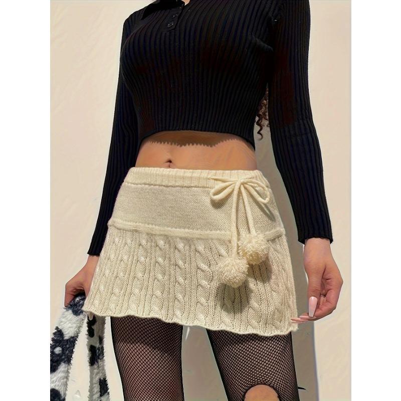 Женская однотонная шерстяная юбка Chipotle Twist Knit Peplum Hairball Emblessed XS абрикосовый Qiu Yi