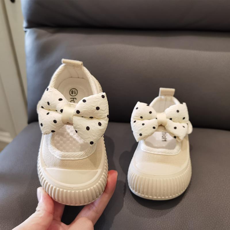 Кроссовки детские Zapatillas, осенние, анти-кик, парусиновые туфли для девочек, бант, детская обувь для ходьбы, мягкая подошва, повседневная обувь для детей Zapatos Niña 18-insole13cm бежевый Walk in Vogue