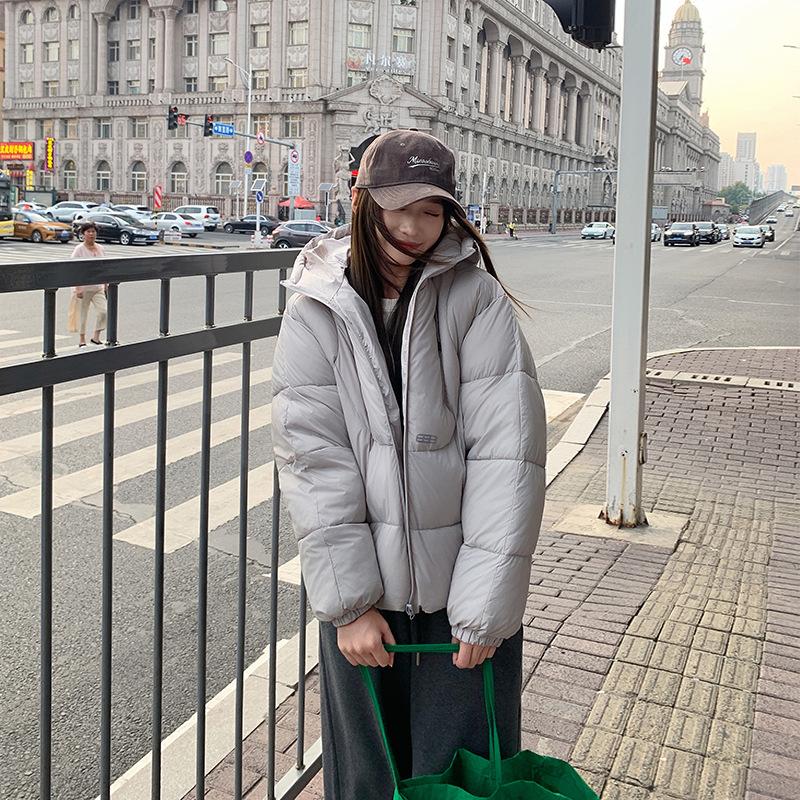 Укороченное хлопковое пальто с капюшоном на двойной молнии, зимний парный стиль, новое свободное пальто кокосового цвета S бежевый Kenzo
