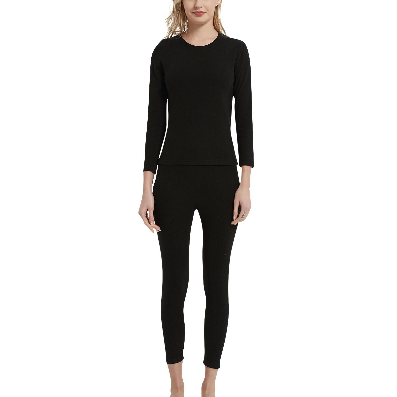 Женские ультрамягкие комплекты термобелья Long Johns с флисовой подкладкой XXXL чёрный kaixindianpu