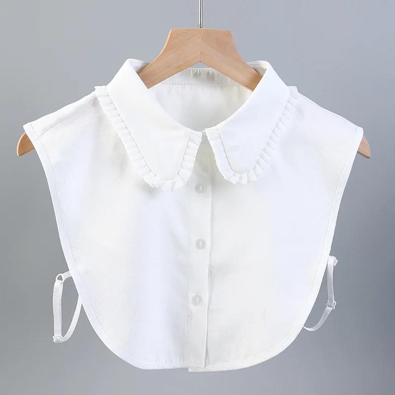 Womens Lapel Shirt Detachable Collars Black White Fake False Collar Half Shirt Blouse Adjust Clothes Accessories white Versatile collar