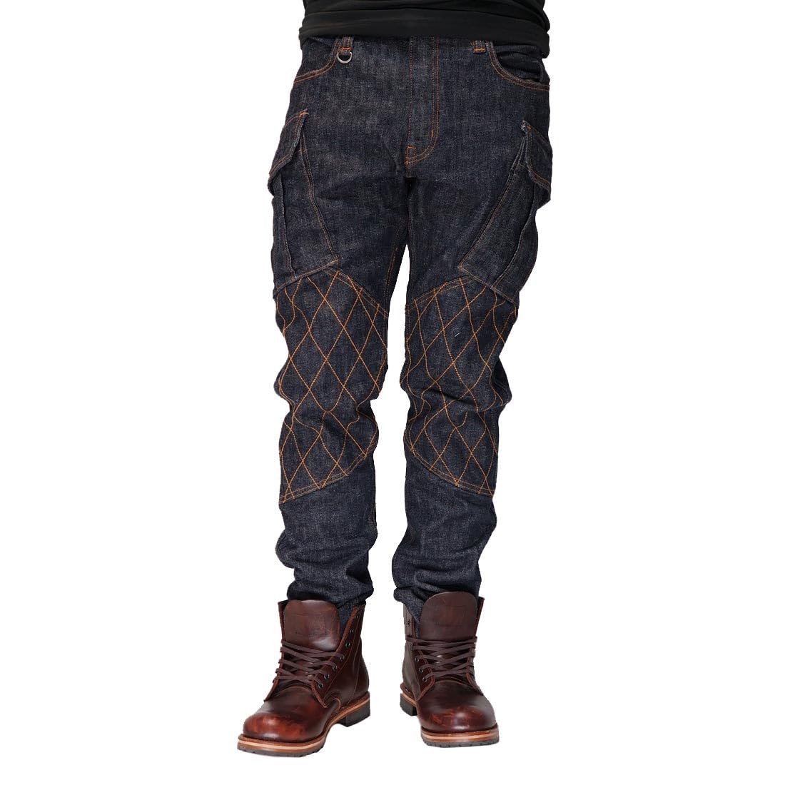 Kojima Jeans KOJIMA GENES 13 унций Джинсы карго с двойными коленями, узкие, стрейч, деним, одна стирка, сделано в Японии, мужские RNB-117 Индиго-36 black JP Create mege