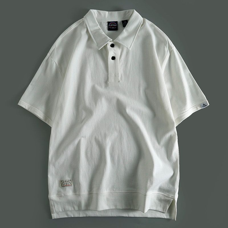 Trendy Export Summer Polo Shirt Short Sleeve White 3XL gray TAOMall