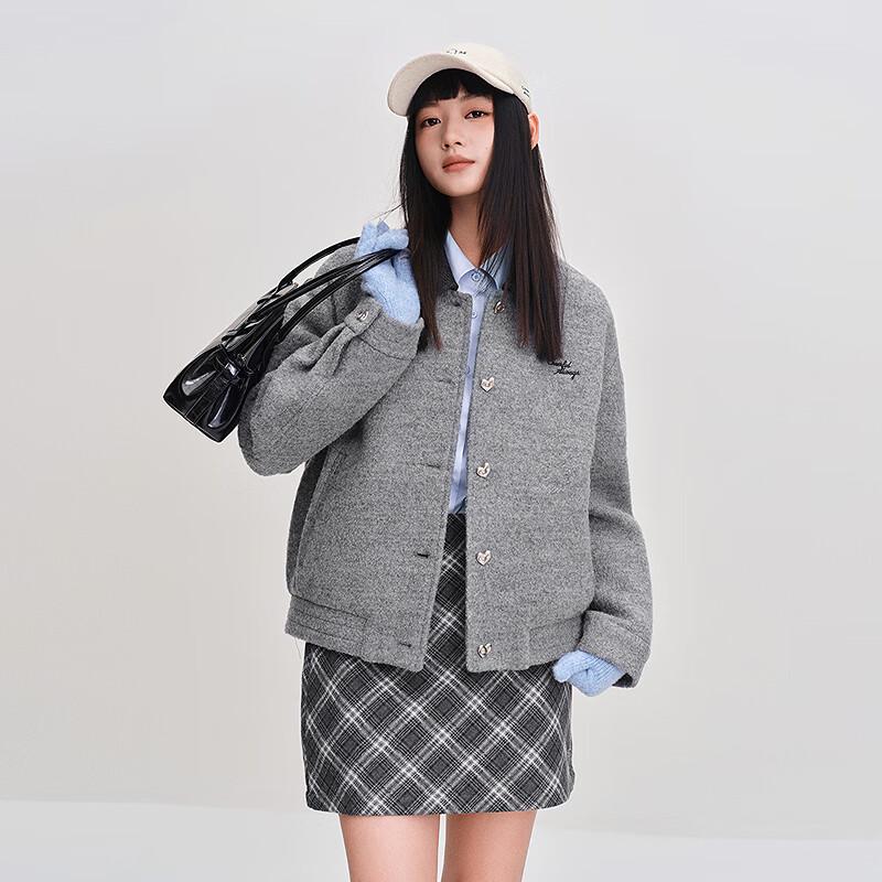 Женское короткое пальто Ledian из 100% шерсти с цветовыми блоками и лацканами XS gray JDST online