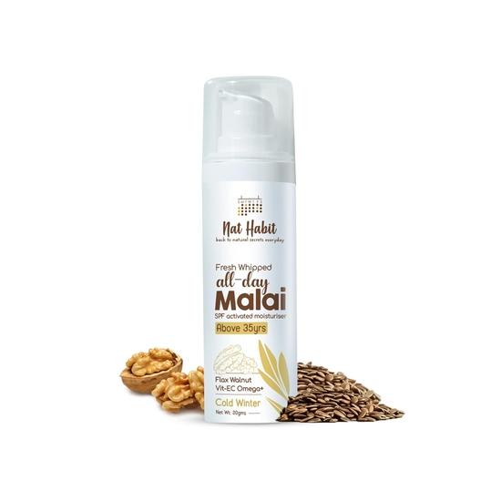Крем для лица Nat Habit All Day, свежий взбитый лен, орех, малай для лица с витаминами E, C и увлажнением лица (Возраст 35+) - 30г white Belissima