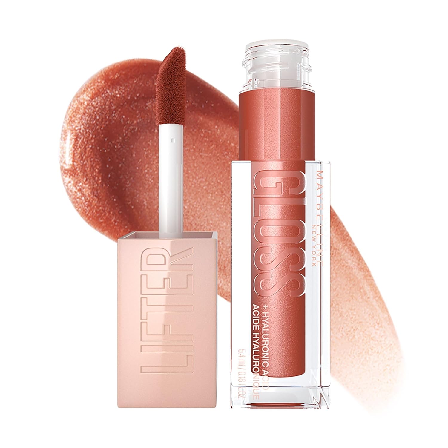 Maybelline New York Блеск-филлер Topaz 5,4 мл Гладкий, нелипкий, оттеночный блеск для губ Увлажняющий, придающий объем, стойкий блеск для более полных губ brown