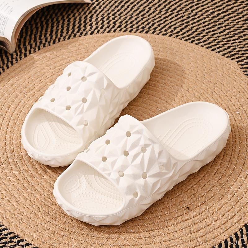 SmilePoP Men Sandals Summer New Waterproof Geometric Slide Outdoot Soft Beach Sandals Vacation Casual Couple Nonslip Home Slides 36-37 white Fashion Shoes CSWO01