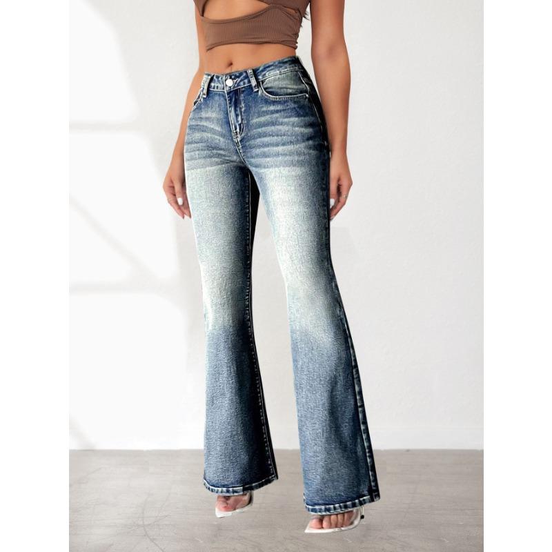 Женские брюки Spice Girls Jeans High Stretch Pocket Embroidery Vintage Jeans Slim Hip Lifting Flares S синий CANVAUS