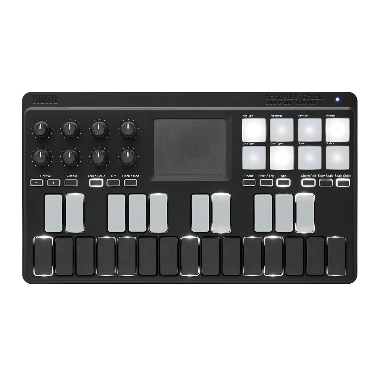 KORG nanoKEY Studio MIDI-клавиатура Лицензия в комплекте DTM/25 клавиш/Контроллер/USB/Беспроводная/Все-в-одном/Размер A4/Программное обеспечение NANOKEY-ST чёрный