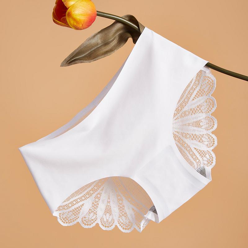 Женское бесшовное нижнее белье из шелка Ice Silk - трусики с низкой посадкой и треугольными чашечками L белый AI Supermarket