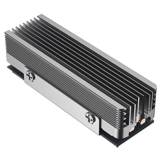 Радиатор M.2 2280 SSD с 2 тепловыми трубками, термосиликоновая прокладка, решетка из алюминиевого сплава, твердотельный накопитель NVMe, радиатор жесткого диска, аксессуары для ПК серый COOLMOON
