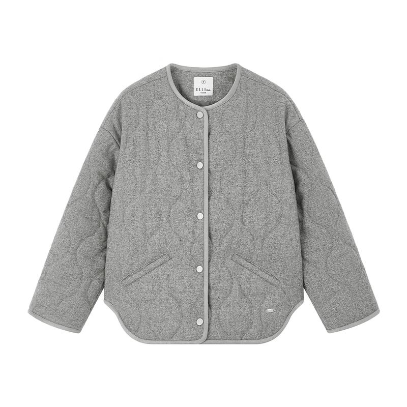 ELLE KIDS Девочки Серая меланжевая твидовая стеганая утепленная куртка 150 gray JDST online