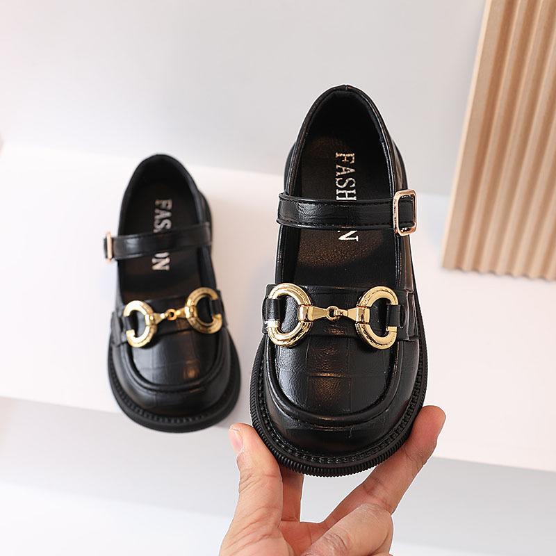 Кожаные туфли Zapatos Niña Girl 2024 года, британские туфли Мэри Джейн, мягкая подошва, туфли принцессы, милые туфли Лолиты, детские туфли, платье для девочек 21-insole14cm чёрный Happy Soles