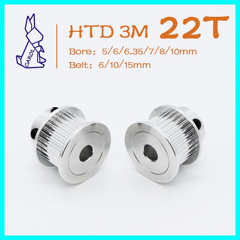 22Teeth HTD 3M Timing Pulley Synchronous Wheel 3M 22T Bore 5 6 7 8 10mm Pulley 3M Belt Width 6/10/15mm HTD3M Timing Belt Pulley 6mm white qr fdgs