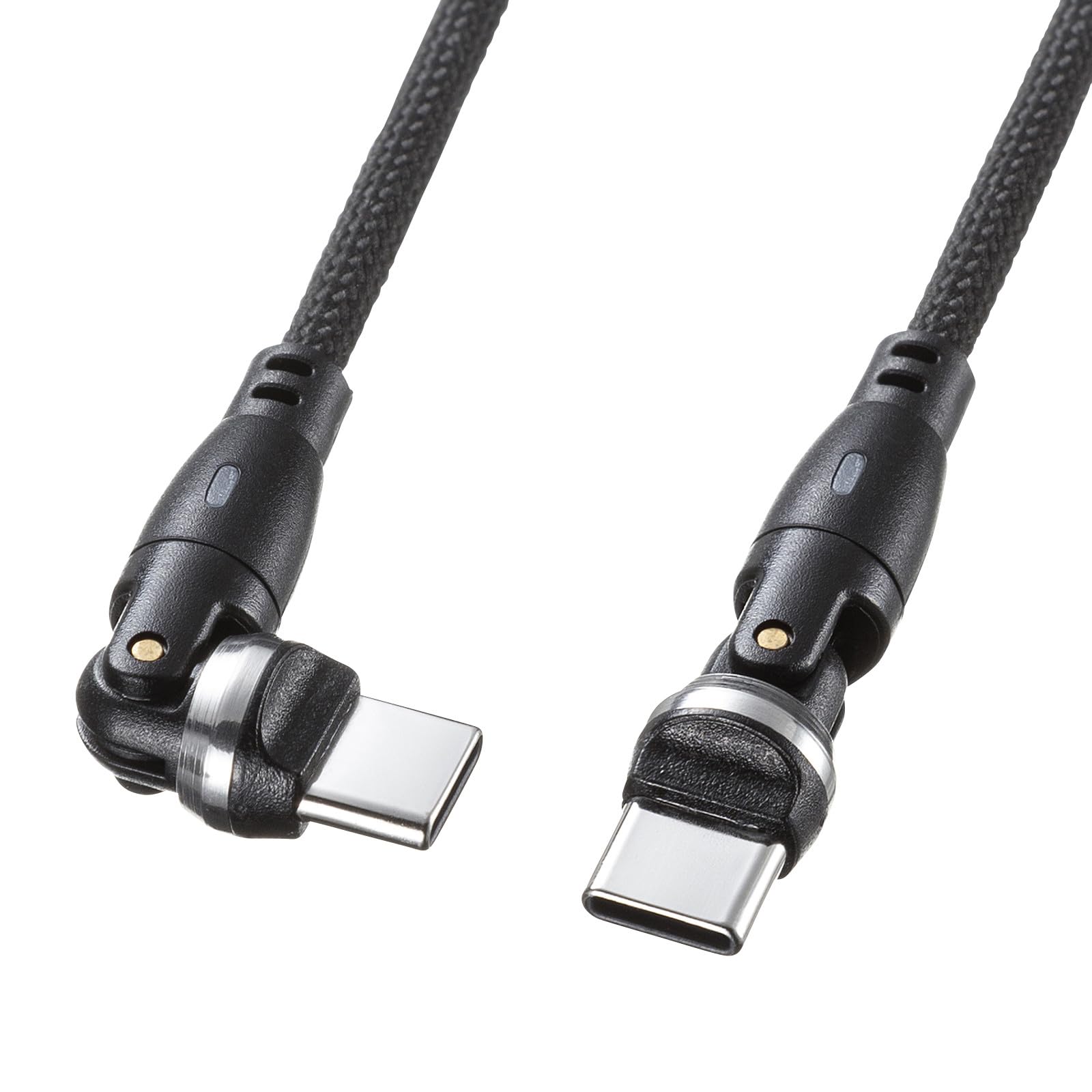 Sanwa Supply USB-кабель с вращающимися разъемами Type-C, двойной черный, 2.0, 540 градусов, (100 Вт, 1 м) KU-CCP100KAW10BK чёрный