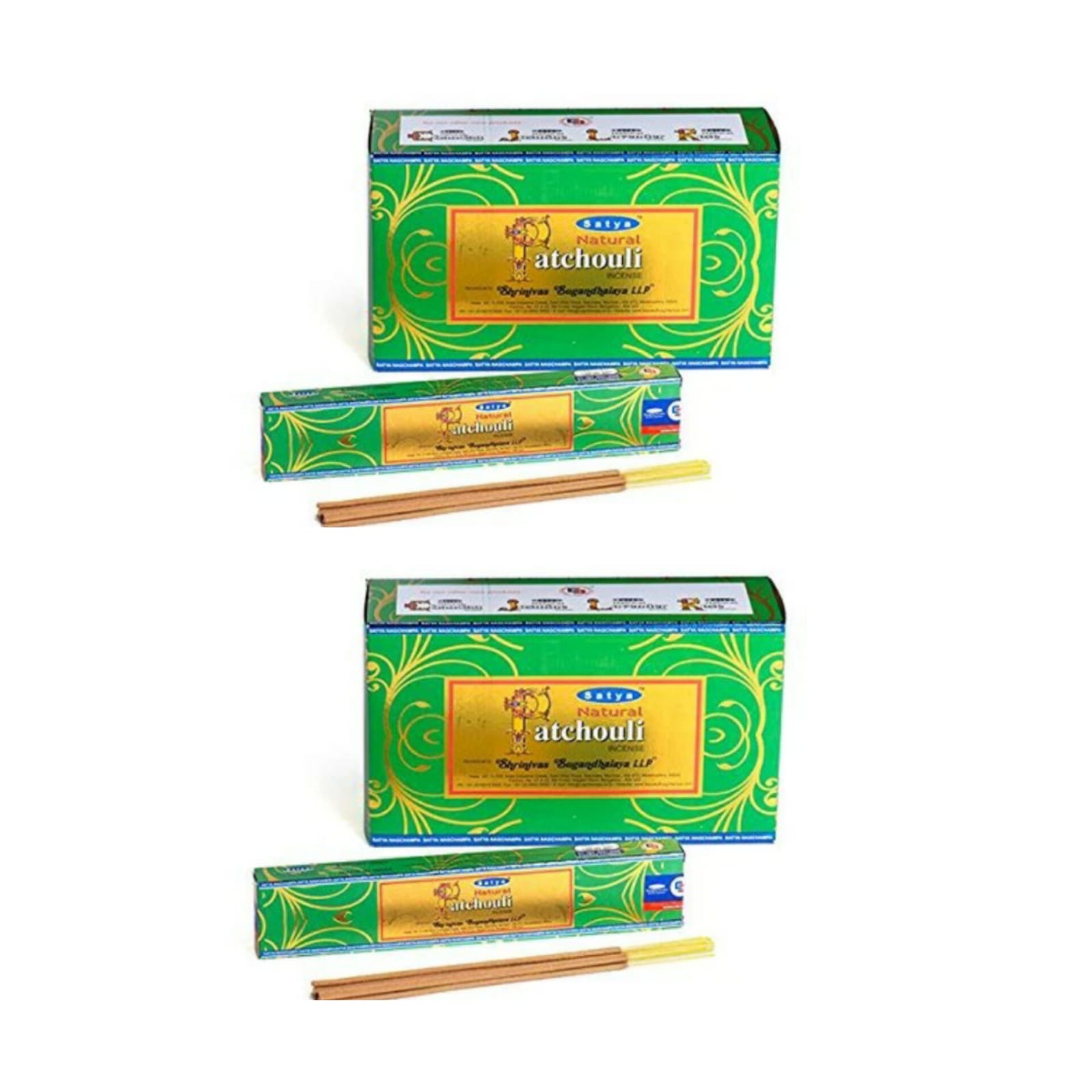 Satya Nag Champa Натуральные ароматические палочки пачули Агарбатти 1+1Комбо(180 ГМ+180 ГМ ) Коробка | 12 упаковок по 15 грамм в коробке | Экспортное качество green TANIRIKA FRAGRANCE