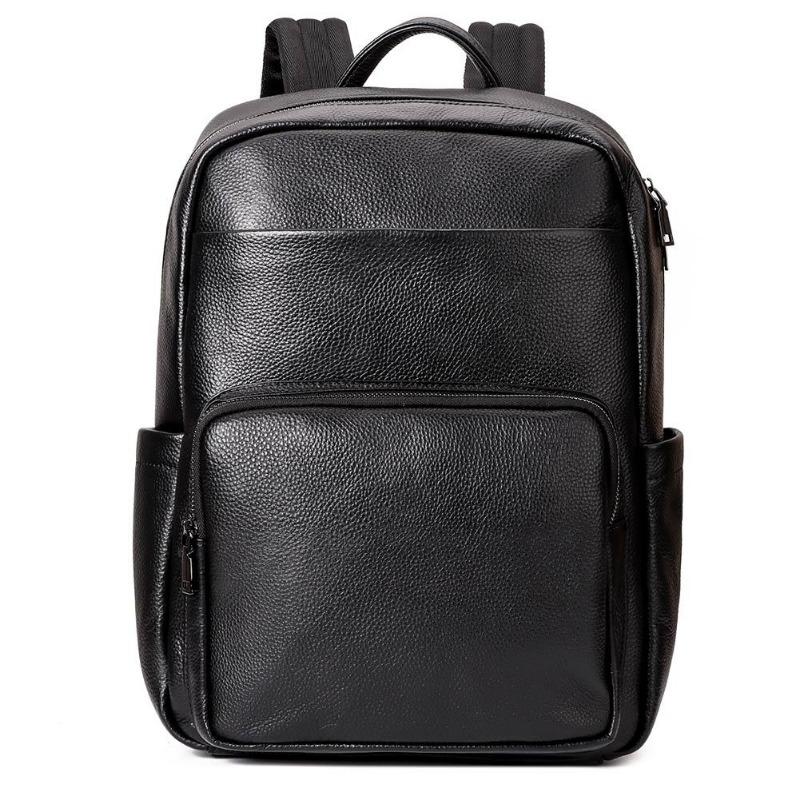 Большая вместимость мужского кожаного плечевого рюкзака Baotou Layer Cowhide Business Backpack для отдыха и путешествий чёрный Sports Trend Bag