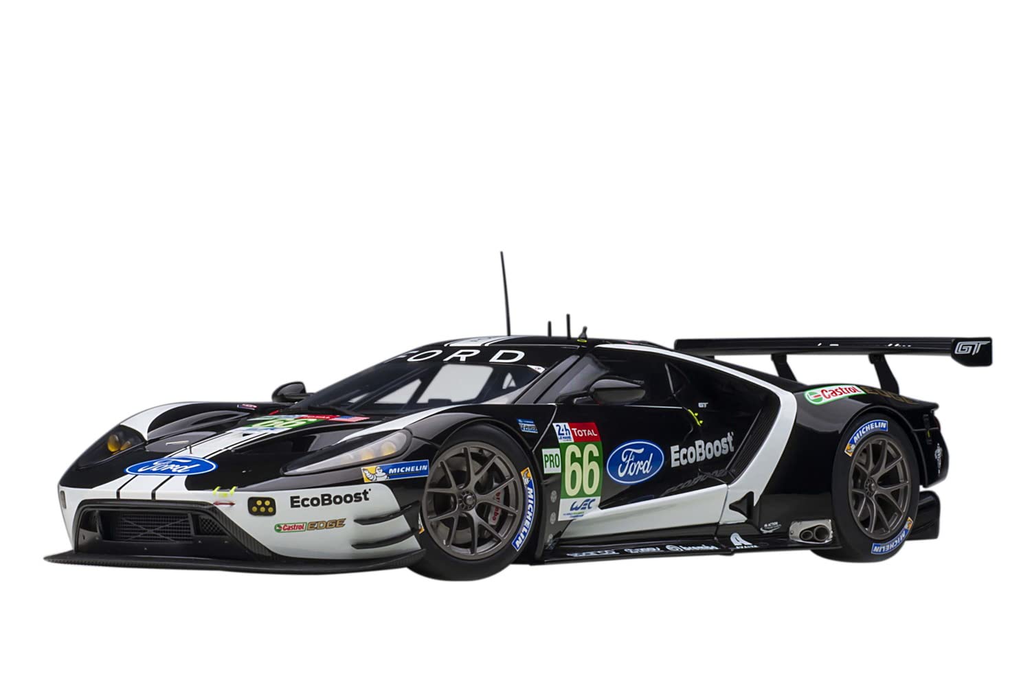 AUTOart Масштабная модель-конструктор Ford GT 2019 Ле-Ман 24 LMGTE Pro 1/18 81910 №66, Часы, Класс, Черно-белый чёрный GOALMART