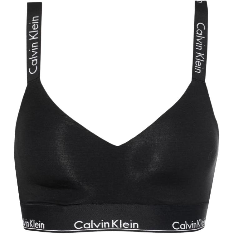 Calvin Klein Logo Print V-Neck Bra Women underwear Black 000QF7059E-6WA S gray