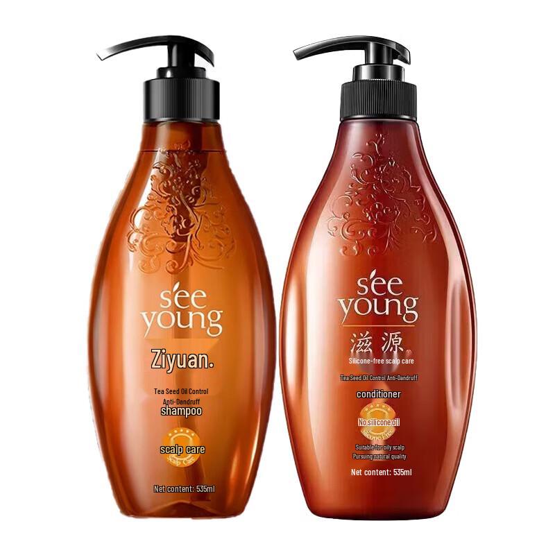 Ziyuan Tea Seed Oil Control Anti-Dandruff Shampoo & Conditioner Set orange seeyoung