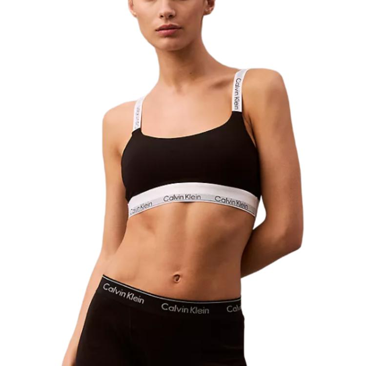 Calvin Klein Breathable Comfortable Letter Strap Bra With Padding Women underwear Black QF7970-001 L black