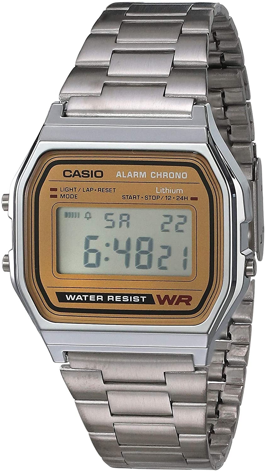 Casio CASIO Стандартные цифровые наручные часы A158WEA-9 Золотые Мужские Зарубежная модель Импортные gray