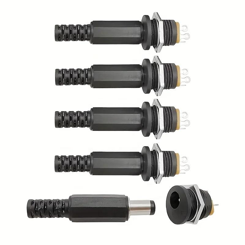 10 шт. DC 5,5x2,1 мм 3,5x1,3 мм 2,1 2,5 разъемы DC Power Plug Male Female Jack Socket Nut Panel Mount DC Power Adapter Connector 10-19Pcs black Automobile Club