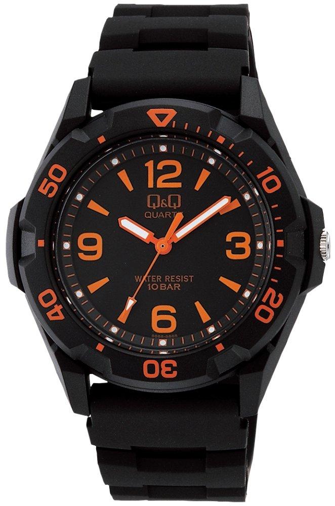 Мужские аналоговые водонепроницаемые наручные часы Citizen Q&Q VR44-003 с уретановым ремешком, оранжевые black RURI Japan product