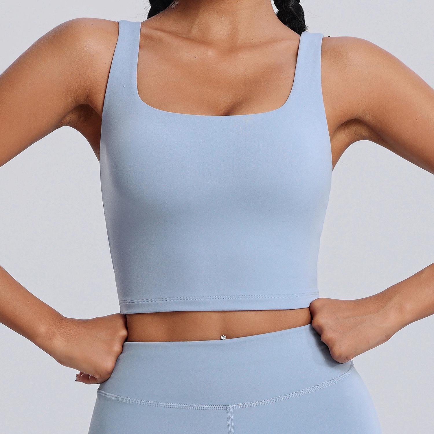 Спортивное нижнее белье Lulu Lycra Женский ударопрочный бюстгальтер для йоги с эффектом масла и нагрудными вкладышами S gray Polaris star