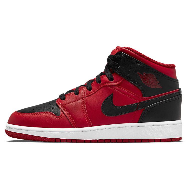Кроссовки Air Jordan 1 Mid GS Reverse Bred Kids Gym-красные черные белые 554725-660 35.5 black