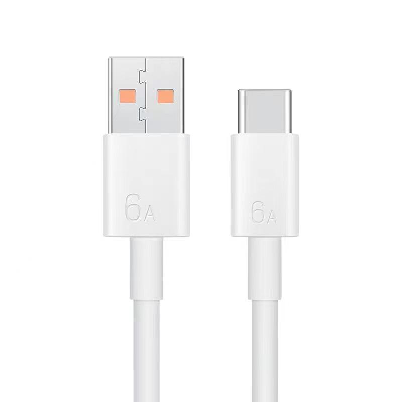 Кабель для сверхбыстрой зарядки Type-C 6A, 66 Вт Flash Charge, Совместим с Huawei 6A Data Cable - Type-C white the BAY