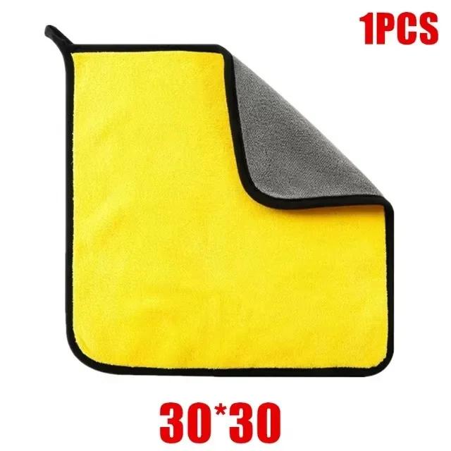 6/2/1PCS Car Wash Microfiber Towel 30x30/60CM Car Cleaning Drying Cloth Hemming Car Care Cloth Detailing Car Wash Towel yellow Clock-Mall