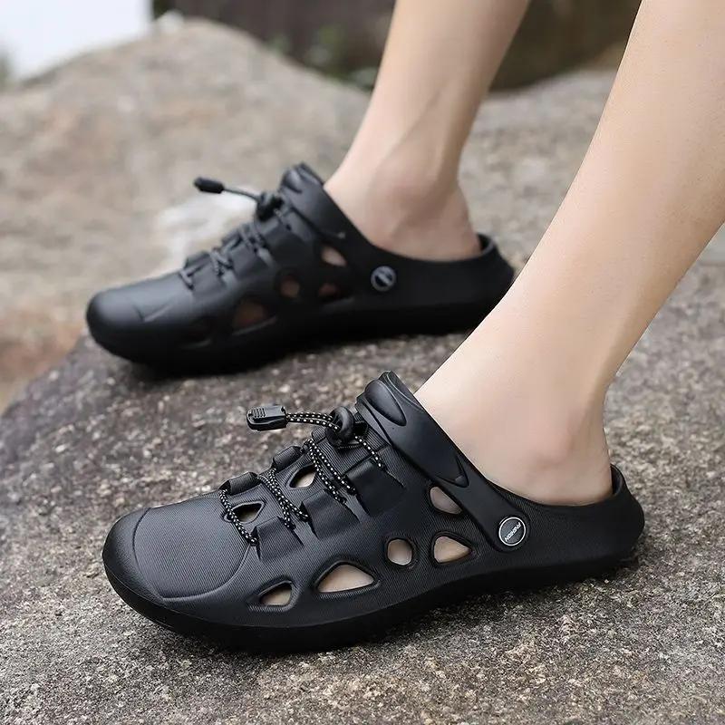 FashionWith Platform Man Sandals Height Shoes for Men Eva Breathable New Fashion Comfortable Daily Use Non-Slip Cheap Liquidation Pvc V 40 black Modern Muse