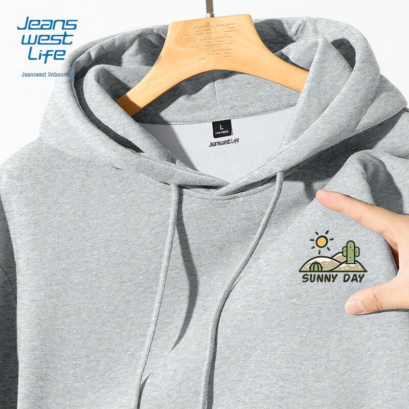 Мужская толстовка с капюшоном и длинными рукавами из плотного хлопка Jeanswest Life L gray JDST online