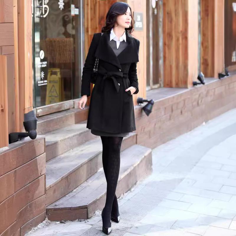 Осень и зима Новая корейская версия женского пальто длинное S black Avant-garde
